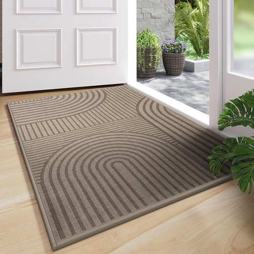 Front Door Mat - Skiennix 17''x30'' Absorbent, Washable, Non-Slip Indoor Doormat | Easy Clean Brown