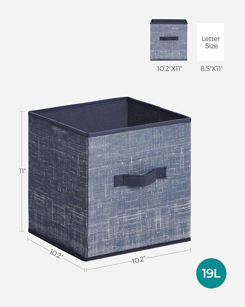 SONGMICS Storage Cubes - 11-Inch Foldable Non-Woven Fabric Bins with Double Handles | Set of 6 in Misty Blue