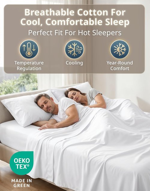 LANE LINEN King Size Sheets Set - 600 Thread Count 100% Cotton, Naturally Cool & Durable - White