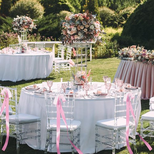 Elegant Wedding Pink Ribbon Bows by 24 Pcs | Large Decorative Sashes for Chairs & Pew Back