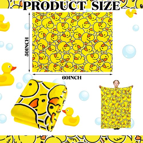 SmoothNovelty Cute Rubber Duck Throw Blanket All Season Cartoon Decorative Fleece Blankets Ducky Soft Cozy Flannel Carpet for Bed Chair Car Sofa Couch Bedroom(Yellow,50 X 60)