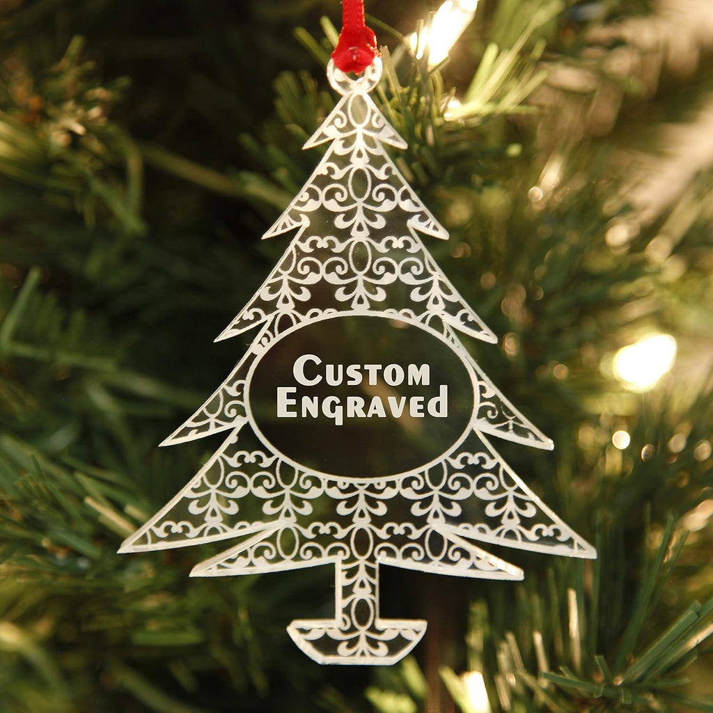 Personalized Christmas Ornaments 2025 - Unique Gift Box for Engagements, Weddings & Babies | Acrylic Lace Made in USA
