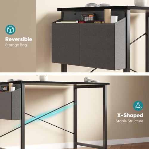 OLIXIS Computer Desk 31 Inch Home Office Desks for Small Spaces, Gaming Writing Study Work Table with Storage Bag for Bedroom, Black