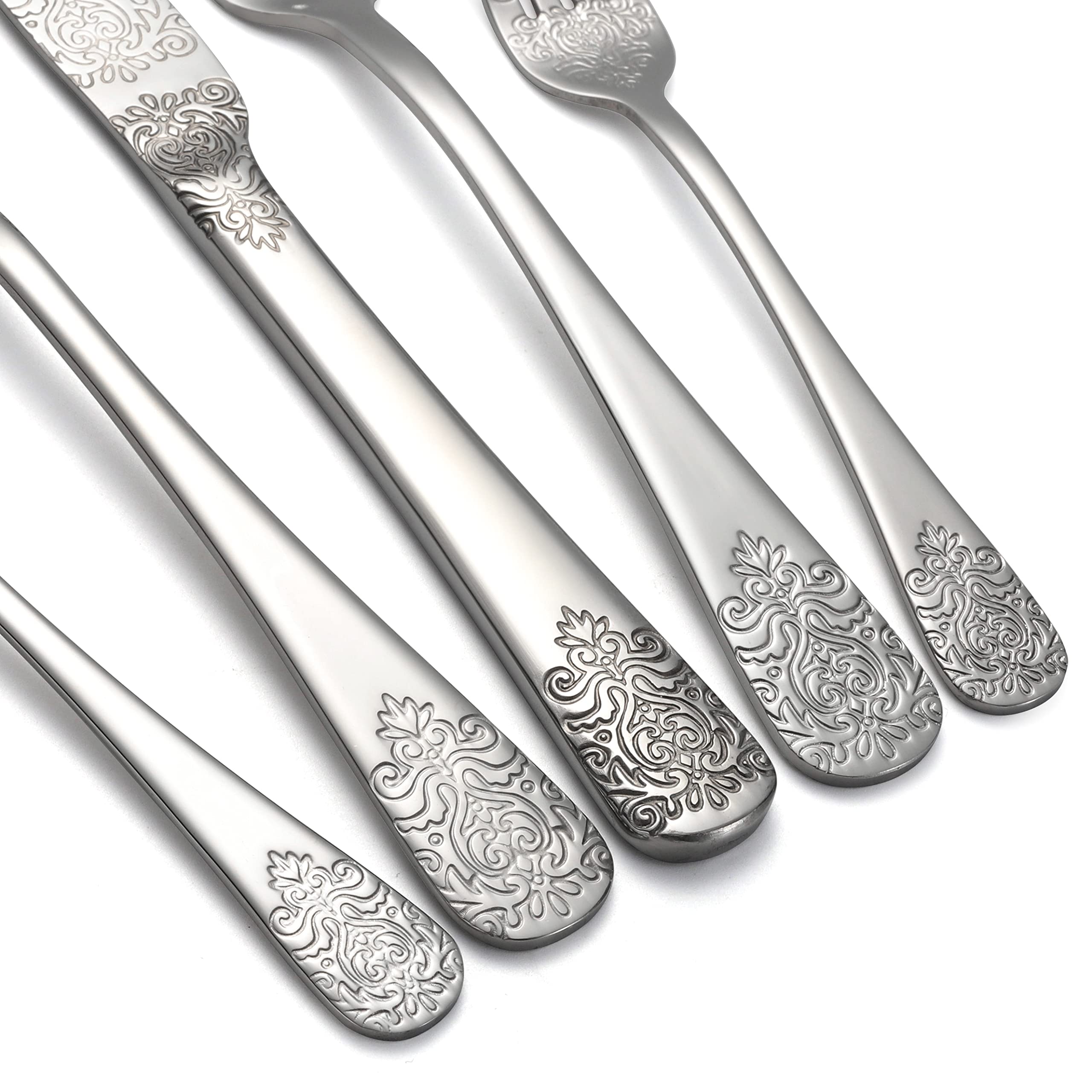 Silverware Set 40 Pieces Stainless Steel Flatware Cutlery Set Service for 8 Kitchen Utensil Tableware Sets Include Knives Forks Spoons for Kitchen Home Restaurant