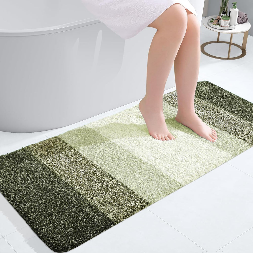 OLANLY Bathroom Runner Rug - Extra Soft Microfiber Mat | Quick Dry & Washable 47x20, Dark Green
