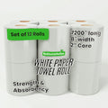 Restaurantware Paper Towel 12 Roll Case 600' 1-Ply White Paper Towel Roll Non-Perforated Absorbent Commercial Universal Core Kitchen Restroom Use