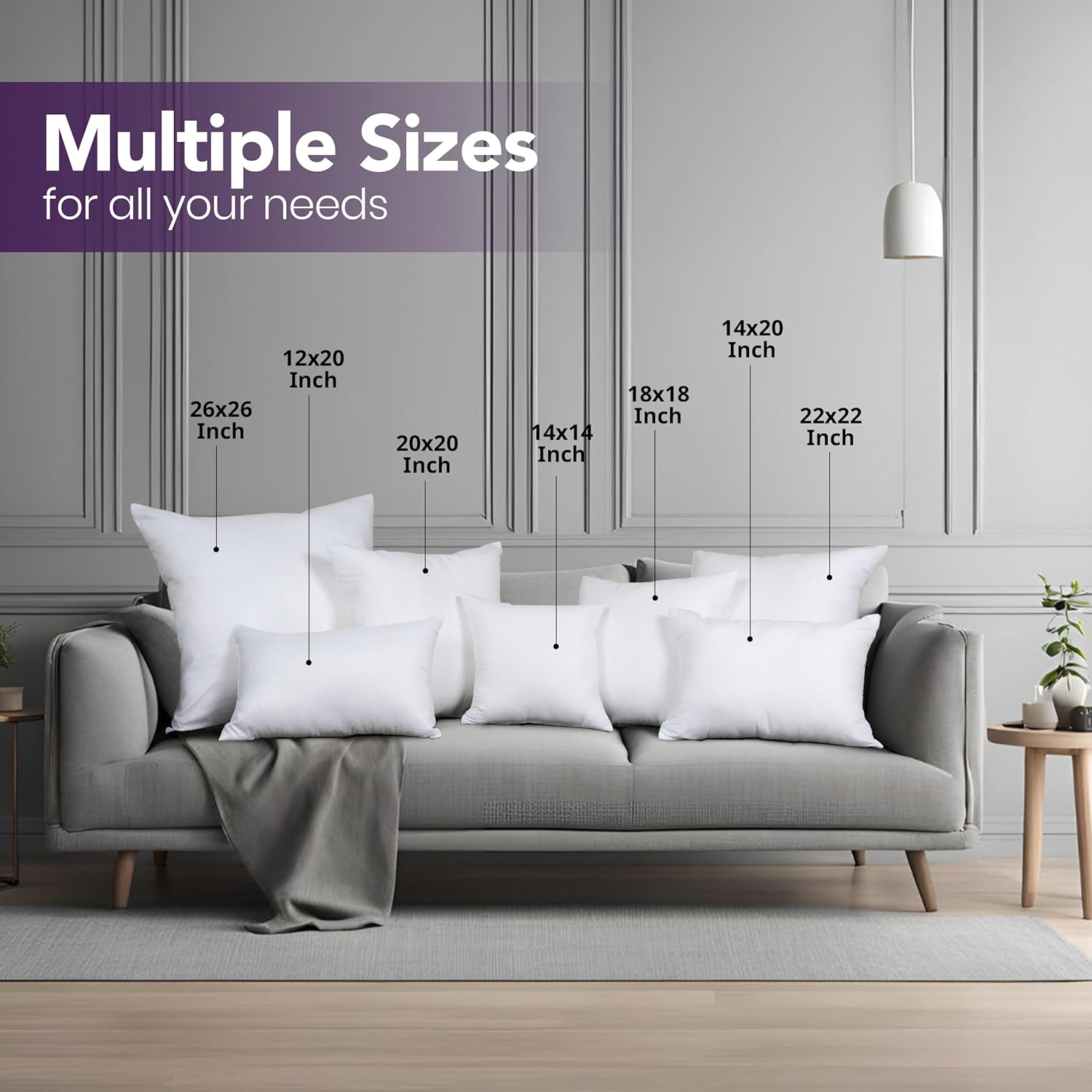 Utopia Bedding Pillow Inserts - Set of 2, 18x18 White Decorative Cushions for Sofa & Bed - Soft & Fluffy
