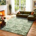 Ophanie Area Rugs - Fluffy Green and White Shag Carpet for Living Room | 6x9 Soft Plush Design