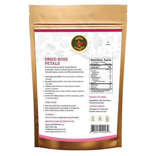 Spice Magic Dried Rose Petals | 100% Natural & Edible Rose Petals I Perfect for Herbal Teas, Desserts, Cupcake Toppings, Crafts and Decoration | Net Wt 2oz (57g)