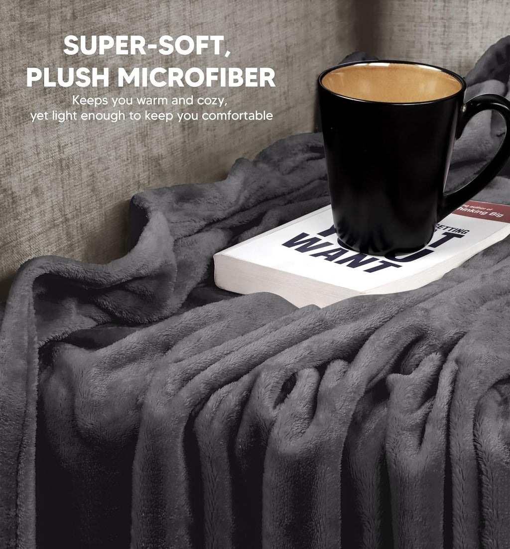 Utopia Bedding Fleece Blanket - Luxury Soft Anti-Static Microfiber | California King Size Grey (102x96 Inch)