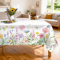 Arquiel Spring Summer Tablecloth Waterproof, Wild Flowers Butterfly Table Cloth Rectangle, Washable Table Cover for Party Picnic Wedding Outdoor Dining Decor (60×104 Inch)