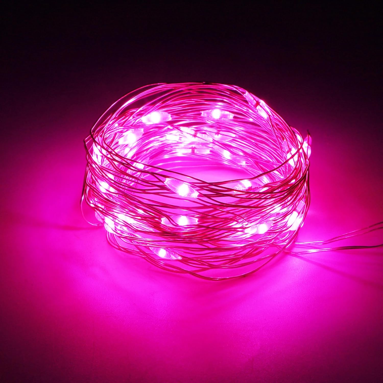 WATERGLIDE 12 Pack Mini Fairy Lights - 7 Ft Waterproof LED String Lights for Valentine's Decor | Pink