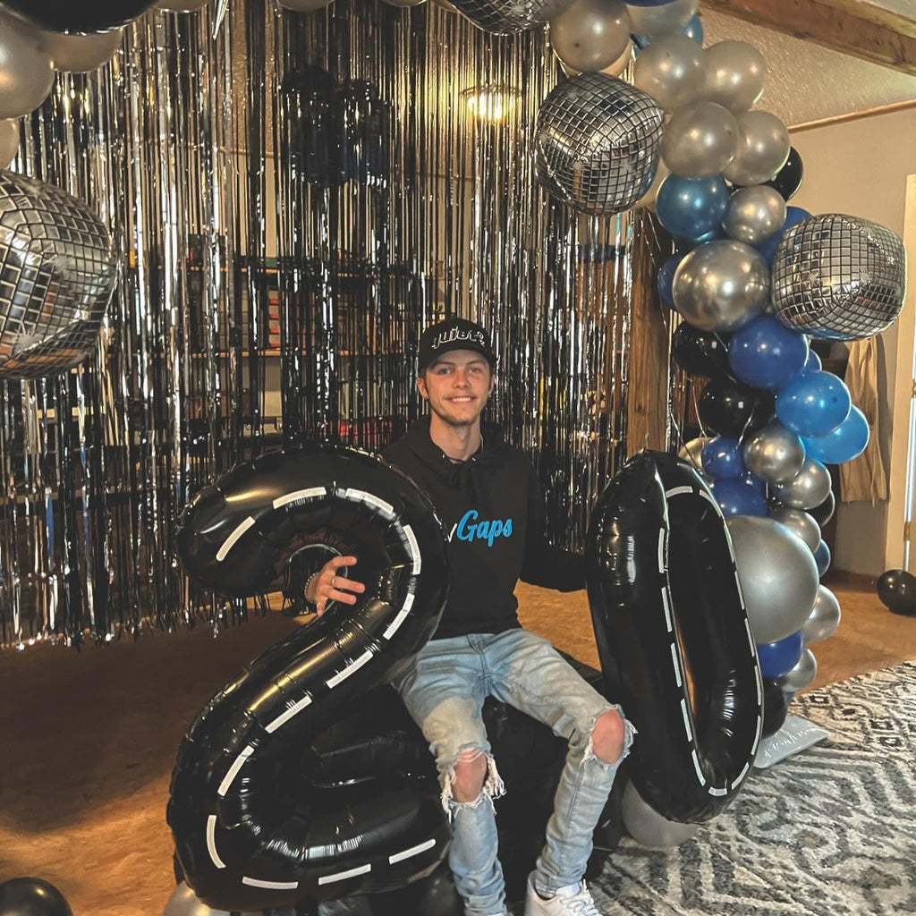Race Car 6 Balloon - 40 Inch Black Number Balloon for 6th Birthday Party Decorations