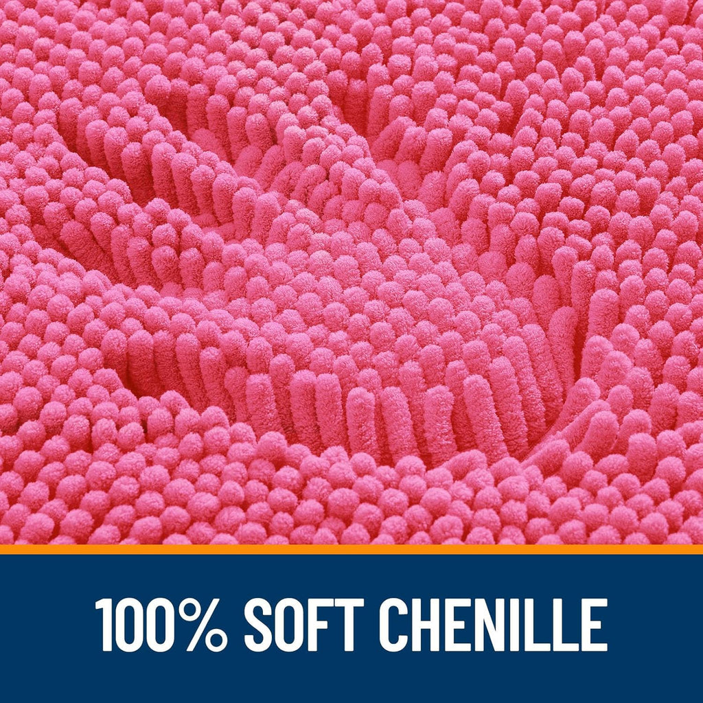 OLANLY Bathroom Rugs - Extra Soft Chenille Bath Mats | Quick Dry & Machine Washable, 34x21, Hot Pink
