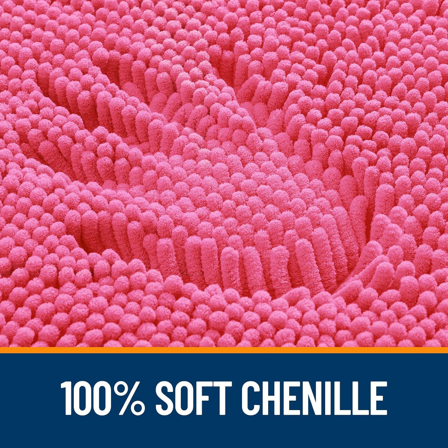 OLANLY Large Bath Rugs - Extra Soft Chenille with Rubber Backing | Quick-Dry, Machine Washable, Hot Pink 40x32