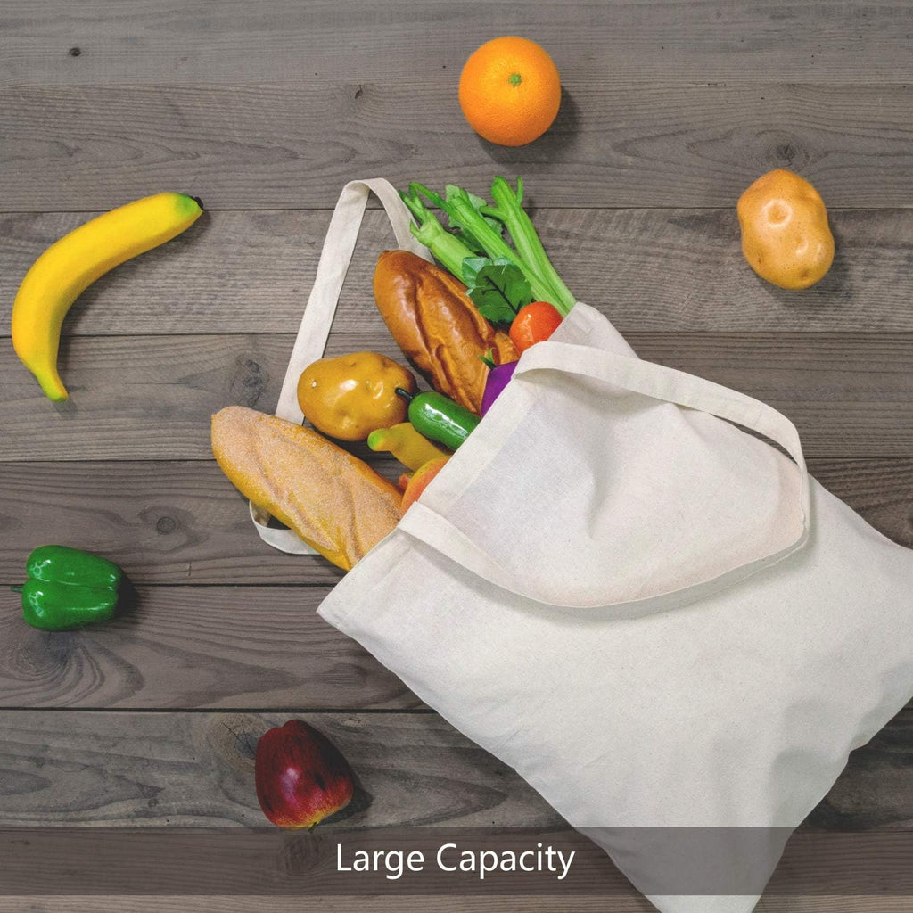 TOPDesign Cotton Tote Bags - Lightweight Reusable Grocery Bags for DIY & Promotions | 6-Pack