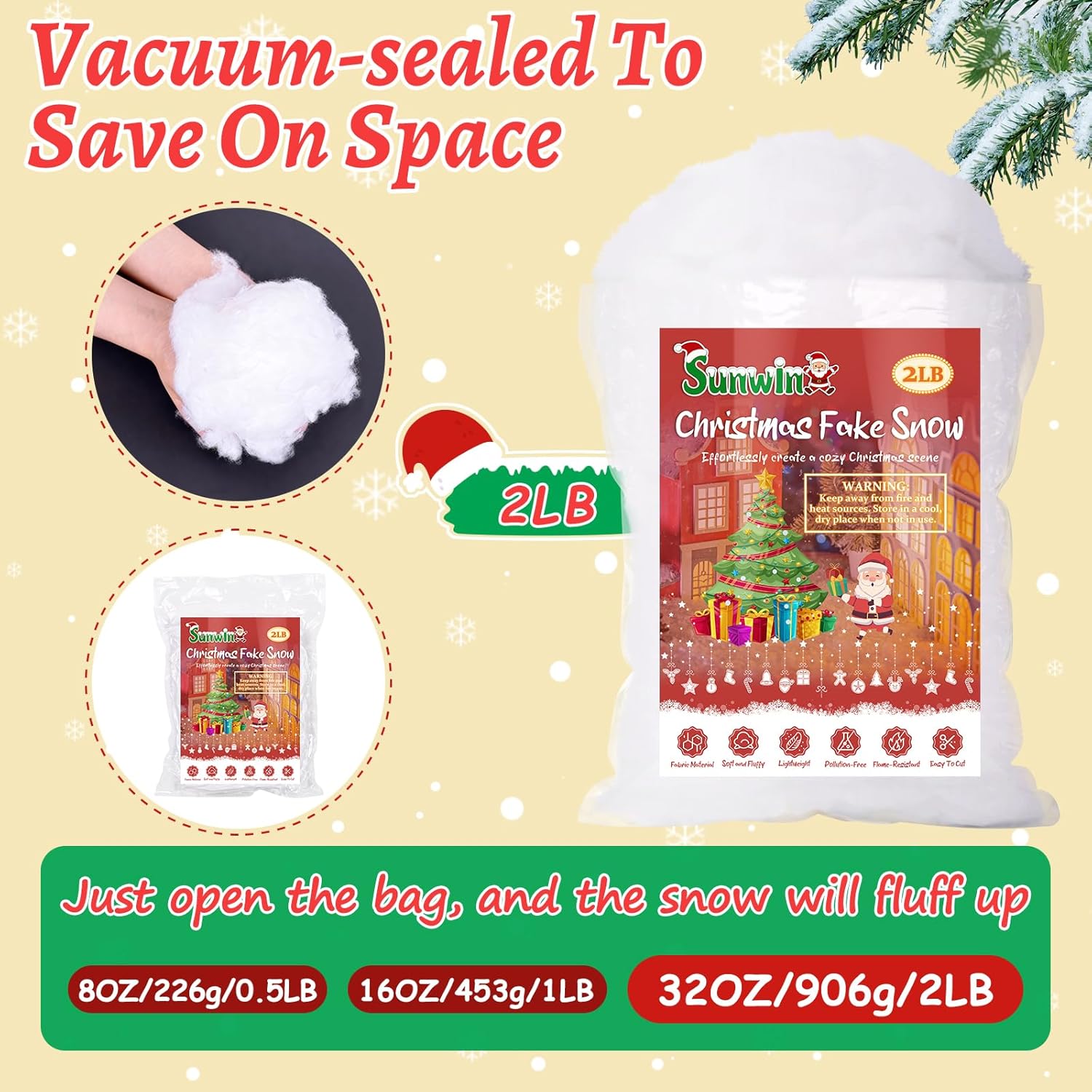 Regine Switzerland 32 OZ Fluffy Artificial Snow - Perfect for Christmas Village Displays & Crafts