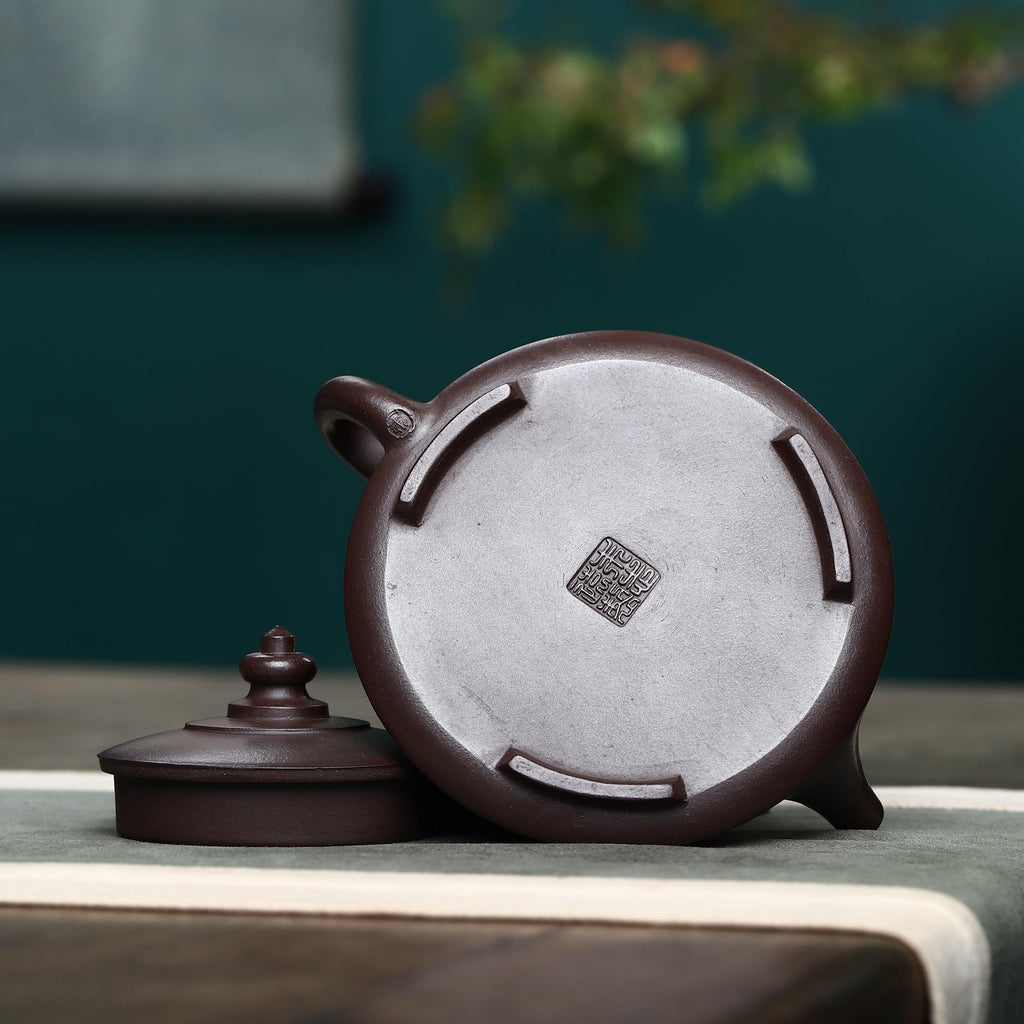 SILINE Zisha Tea Pot,Chinese Genuine Handmade Yixing Clay Teapot 8 Oz,Infuse Brew Kung Fu Loose Leaf Tea Maker -Suiyuan,Zini Purple Clay