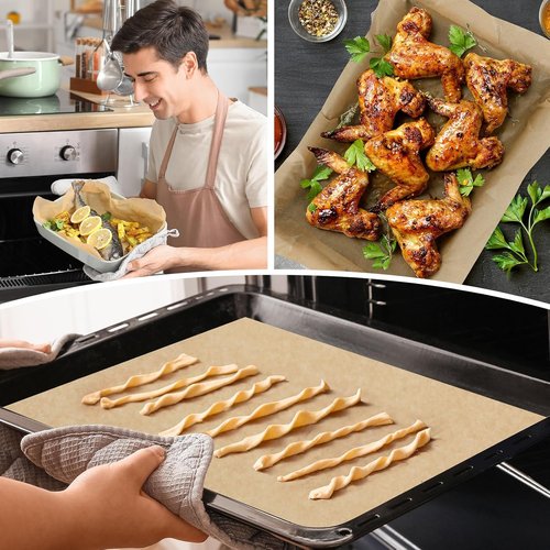 Honoson Natural Unbleached Parchment Paper - 150 Precut Non-Stick Sheets, 15x21 Inches | Ideal for Baking & Cooking