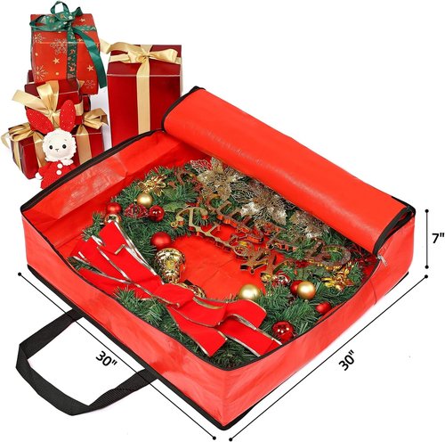 HOMEST Wreath Storage Organizer - Durable Zipper Bag with Reinforced Handles | 30" Dust & Pest Protection