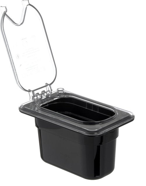 Carlisle FoodService Products 10339Z07 EZ Access Hinged Lid with Handle and Notch, Ninth Size, Clear