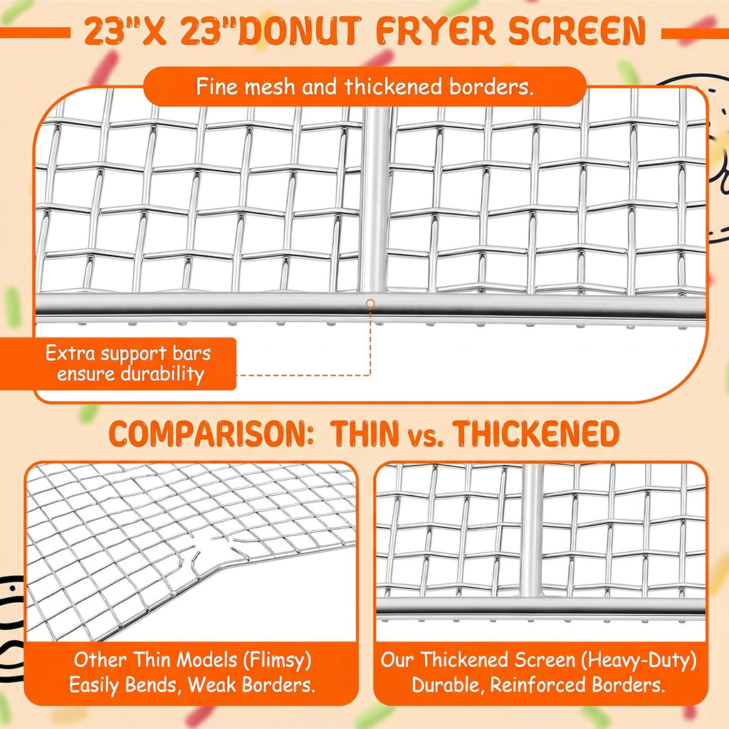 Yaocom 5 Pack Stainless Steel Bakery Screens - Heavy Duty 23"x23" Cooling Grids for Donuts & Pastries