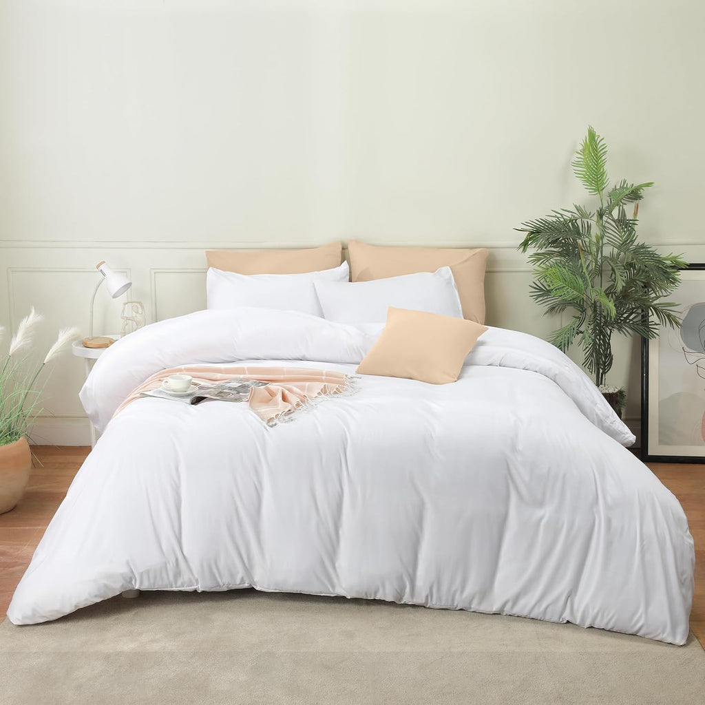 Utopia Bedding Duvet Cover Set - Soft Brushed Microfiber with Zipper Closure | 3 Pieces (Queen, White)
