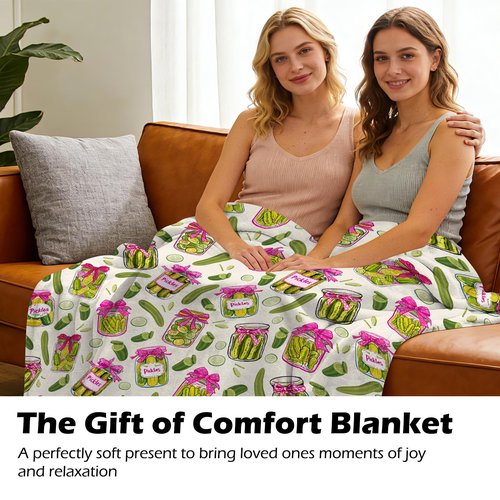 Pickle Gifts Blanket - 50 x 60 Inch Cozy Blankets Pickled Cucumber Throw Blanket for Girls, Soft Flannel Blankets for Bed Couch, Kimchi Sofa Stuff Decor for Women, Gift for Pickles Lover