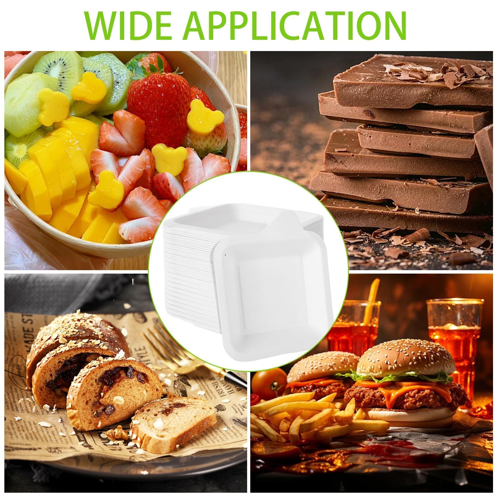 Oungy 300 PCS Small Paper Plates 4 Inch Small Disposable Plates White Square Paper Plates Paper Dessert Plates Paper Plates Bulk Cake Paper Plates Sugarcane Plates for Holiday Wedding Graduation Party