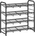 SONGMICS 4-Tier Stackable Shoe Rack - Adjustable Metal Storage Shelf for 16 Pairs | Black