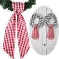 Regine Switzerland Wreath Sash 2-Pack - Red White Checkered Plaid Bow Ribbon Bundle for Holiday Decor (5.12" x 54.33")