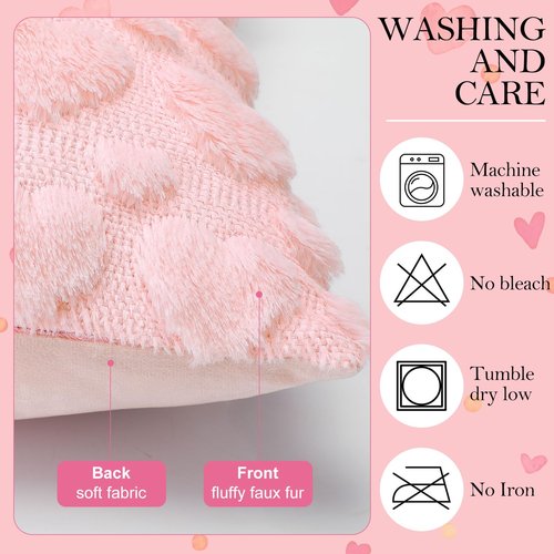 Mixweer 4 Set Valentines Pillow Covers Heart Throw Pillow Cases Valentines Decorative Cushion Pillowcase Gifts for Sofa Couch Home Anniversary Decorations(Pink,18 x 18 Inch)