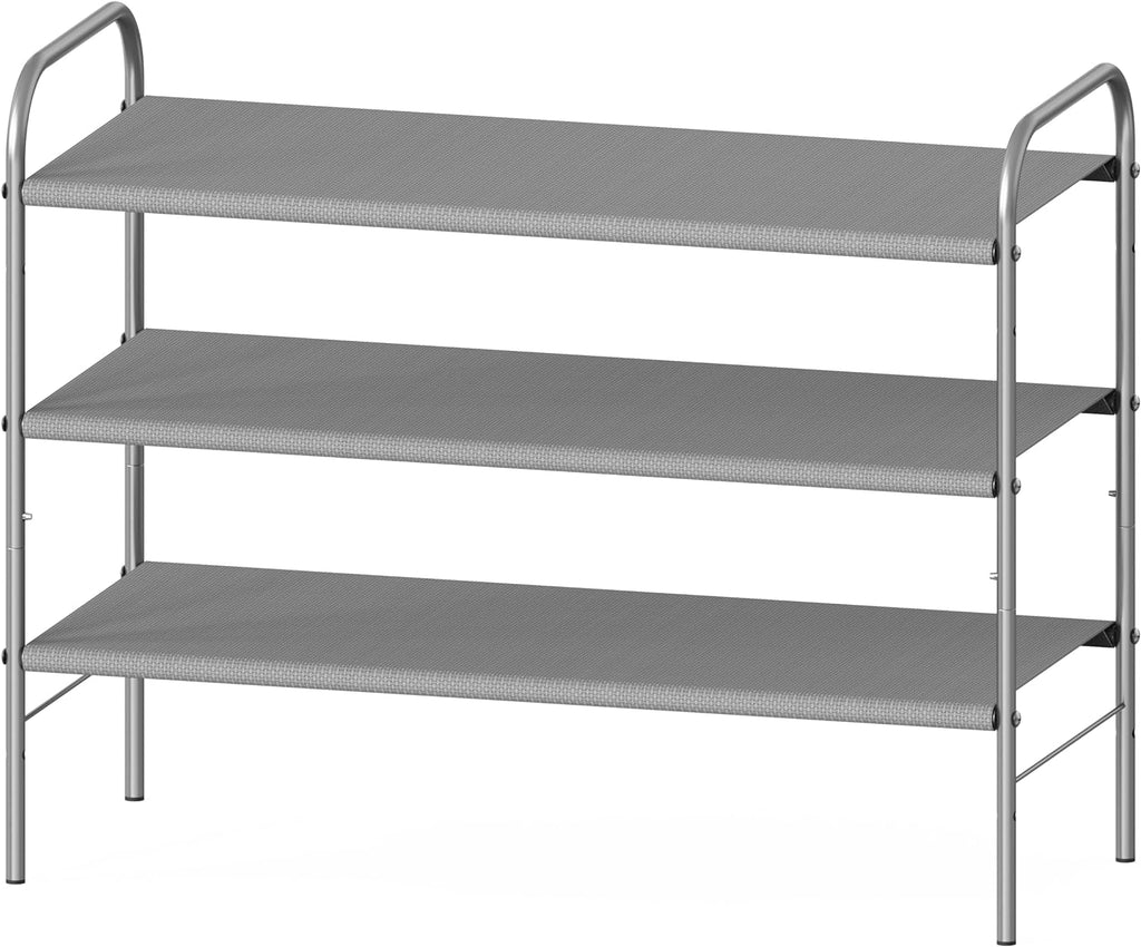 Simple Houseware 3-Tier Shoe Rack - Space-Saving Organizer for 9-16 Pairs | Sturdy Metal Frame, Grey