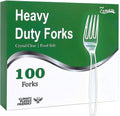 Zcaukya Disposable Plastic Forks Set - 100 Count Clear Heavy-Duty Utensils for Parties & Catering