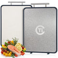 Titanium Cutting Board for Kitchen- Double Sided Cutting Board with Stand, Textured Food-Grade Pure Titanium Side for Chopping Meat, PP Side for Vegetables, Easy to Clean(14.5”×11”, 1 PC)