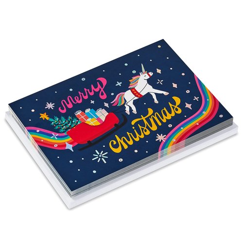 Hallmark Boxed Christmas Cards, Christmas Unicorn (16 Cards and Envelopes)" )