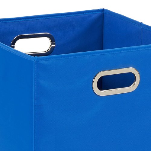 Household Essentials GEN Folding Laundry Hamper, Grommet Handles, Sturdy Fiberboard with Polyester Lining, Quick Set-Up, Squared Shape Saves Space, Blue