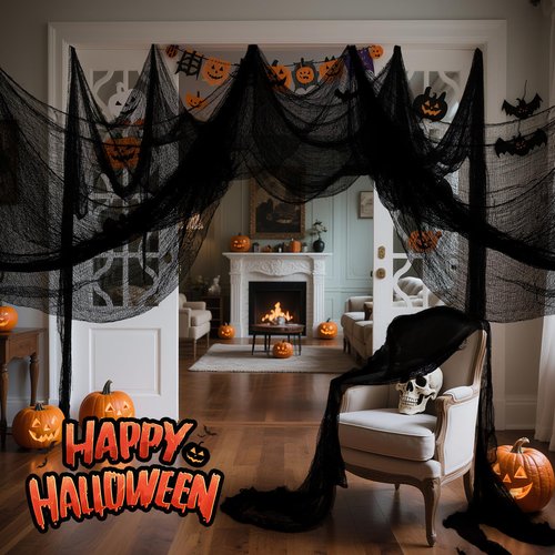 Land Guard Halloween Gauze Cloth, Black Creepy Cloth, 80×200 Inch Creepy Fabric Halloween for Haunted House Supplies, Party Outdoor, Indoor