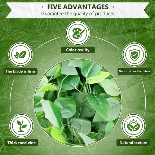 HOREAKHJ 2-Pack Fake Hanging Plants, Faux Hanging Plant Artificial Greenery for Living Room Bedroom Boho Wall Shelf Indoor Outdoor Decor (Green Pothos Ivy Vines)