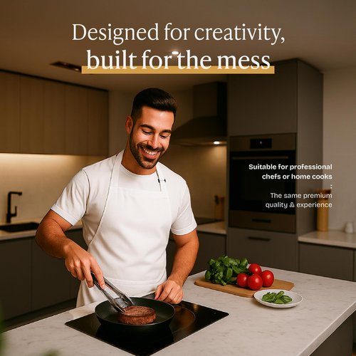 Will Well Kitchen Apron for Men and Women - 33" x 27" Oil-and-Water-Resistant with Adjustable Neck Strap and 38" Waist Ties for a Snug Fit, Lightweight with 2 Front Pockets - 1-Pack, White