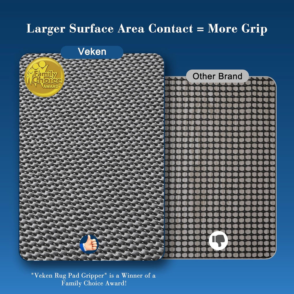 Veken Rug Pad Gripper - Non-Slip Dark Grey 2x8 Ft Mat for Hardwood & Tile Floors