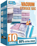 Skiennix Vacuum Storage Bags - 10 Small Space Saver Vacuum Seal Bags with Travel Hand Pump