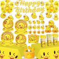 Xynic 195pcs Duck Birthday Decorations Tableware Complete Party Set, Serves 25 Guests, Duck Party Decorations, includes Duck-Theme Banner Plates Napkins Tablecloths etc, for Duck-Theme Birthday