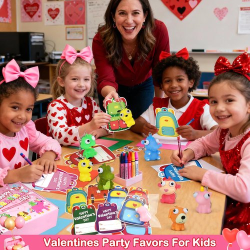 Valentines Day Gifts for Kids, 28 Pack Valentines Cards with Animal Popping Eyes Keychains for Boys Girls Classroom School Gifts Exchange,Valentine's Party Favor Goodie Bag Stuffers for Toddlers