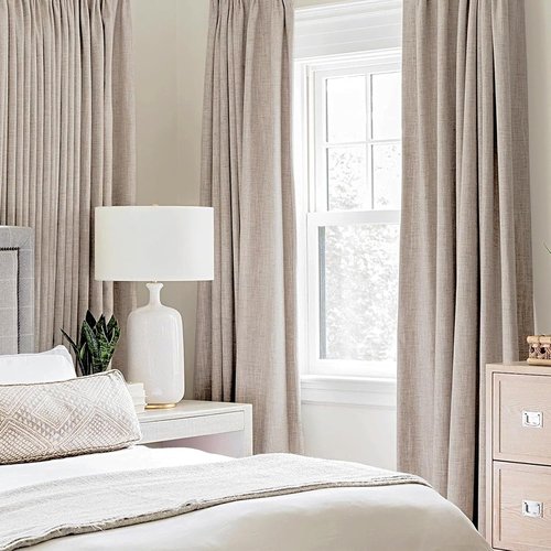 MIULEE Linen Blackout Curtains - 100% Room Darkening Thermal Insulated Grommet Panels | Khaki, 42" x 63" (2 PCs)