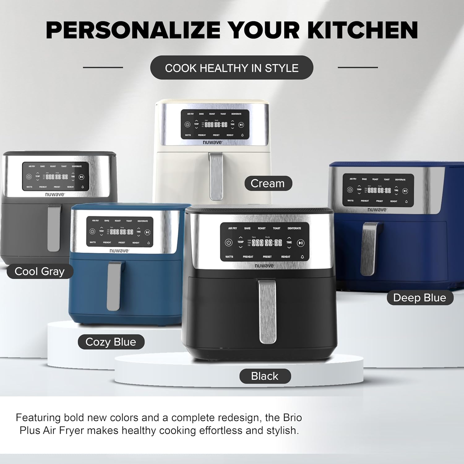 Nuwave Brio Plus Air Fryer - 7-Qt Large Capacity with Precise Temp Control & 100 Presets | PFAS-Free Nonstick