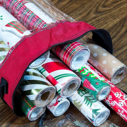 Gift Wrapping Paper Storage Containers - Holds 12 Rolls (40-Inch) | Underbed or Closet Storage | Clear Window for Easy Viewing