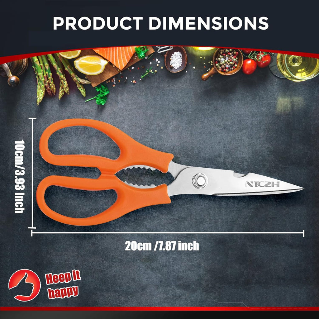 Skiennix Kitchen Shears - Multi-Function Heavy Duty Stainless Steel Utility Scissors | Dishwasher Safe, White