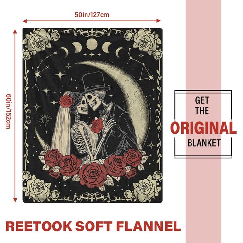 Valentine's Day Gifts for Women Men,Anniversary Blanket Gifts for Boyfriend Girlfriend, Romantic Gift for Wedding, Skull Blanket Gifts, Birthday Gifts for Wife, Husband, Couples Gift for Her Him 50x60