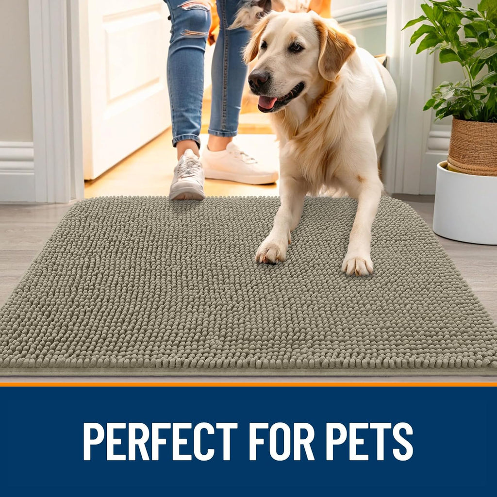 OLANLY Dog Door Mat - Absorbent Non-Slip Washable Doormat for Muddy Paws | 36x24 Warm Taupe